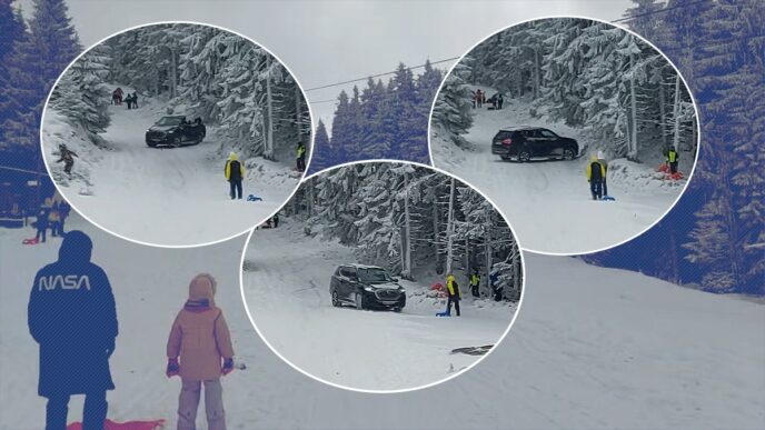 un-turist-a-intrat-cu-masina-pe-o-partie-din-parang.-bolidul-a-alunecat-la-vale,-printre-copiii-care-se-dadeau-cu-sania