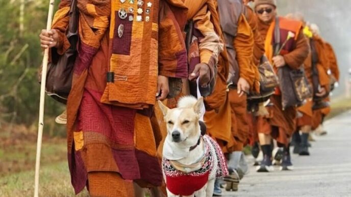 de-100-de-zile-pe-drum:-marsul-calugarilor-budisti-se-apropie-de-final