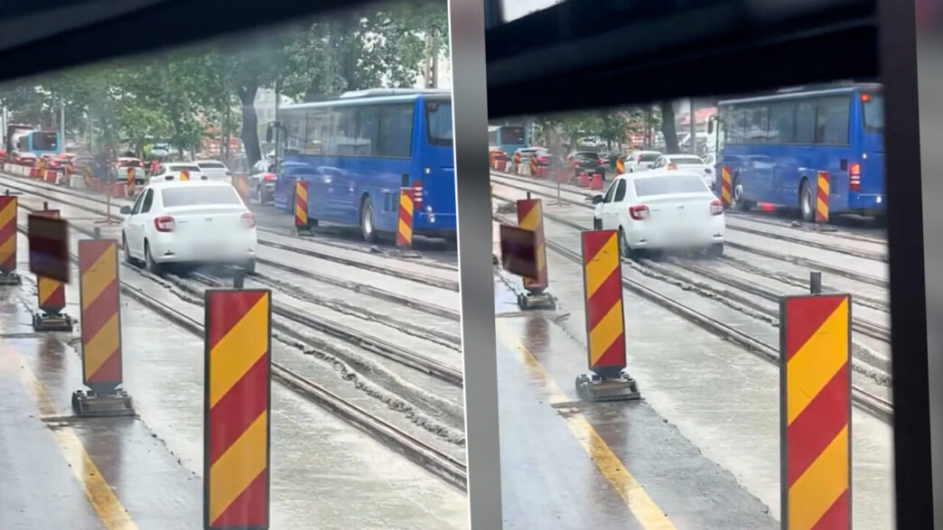 un-bucurestean-grabit-a-ramas-cu-loganul-infipt-in-betonul-proaspat-turnat,-chiar-pe-linia-de-tramvai.-imagini-virale